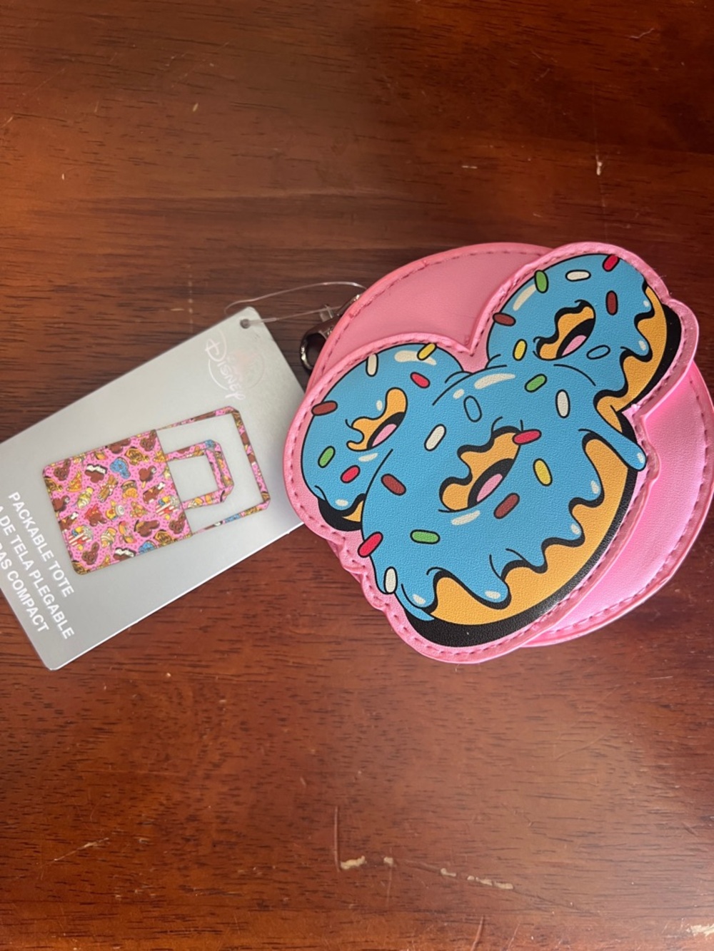 Disney Pink Mickey Donut packable tote